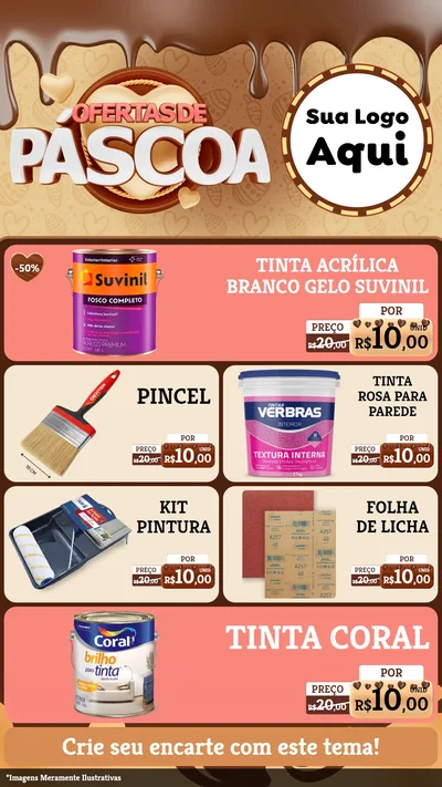 Modelo de TV para TV Vertical com o tema Ofertas de Páscoa para Tintas e Ferramentas