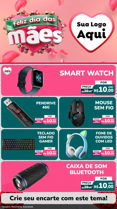 Modelo de TV para TV Vertical com o tema Feliz Dia das Mães para Informática