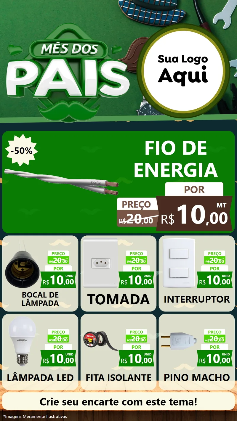 Modelo de Rede Social para Stories com o tema Mês dos Pais para Materiais Elétricos