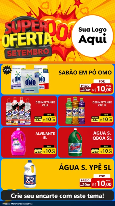 Modelo de TV para TV Vertical com o tema Super Oferta Setembro para Produtos de Limpeza