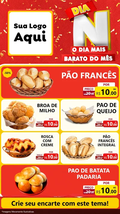 Modelo de TV para TV Vertical com o tema Dia N o Dia Mais Barato do Mês para Padaria