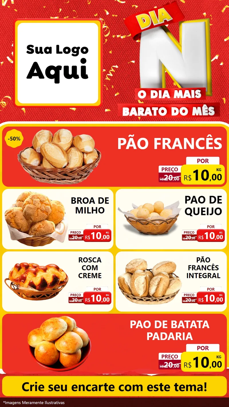 Modelo de TV para TV Vertical com o tema Dia N o Dia Mais Barato do Mês para Padaria