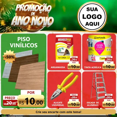 Modelo de Rede Social para Feed Facebook com o tema Promoção de Ano Novo para Material para Construção
