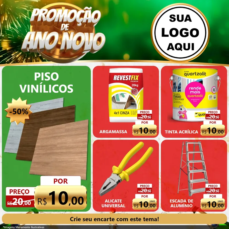 Modelo de Rede Social para Feed Facebook com o tema Promoção de Ano Novo para Material para Construção