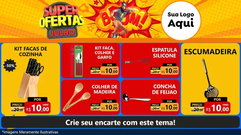 Modelo de TV para TV Horizontal com o tema Super Ofertas Julho para Utilidades Domésticas