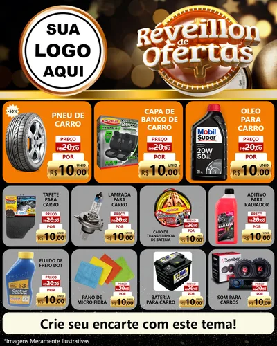 Modelo de Rede Social para Feed Instagram com o tema Réveillon de Ofertas para Auto peças