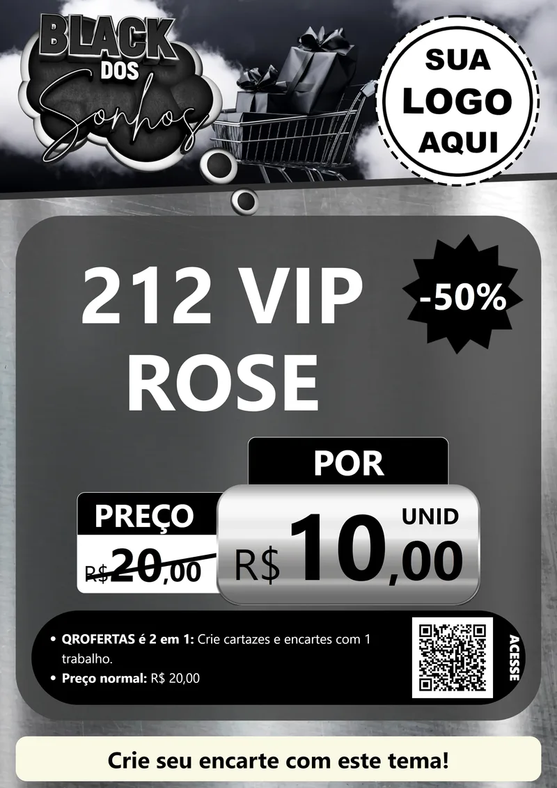 Modelo de Cartaz para Cartaz A4 Vertical com o tema Black dos Sonhos para Perfumes