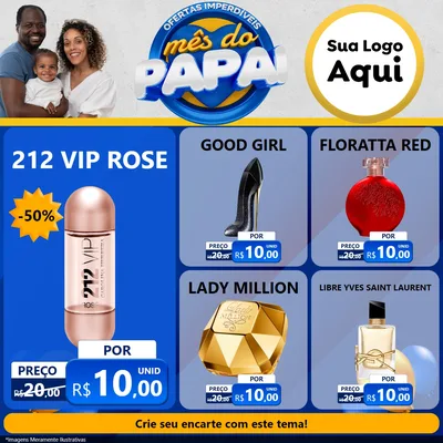 Modelo de Rede Social para Feed Facebook com o tema Ofertas Imperdíveis Mês Do Papai para Perfumes