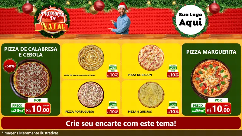 Modelo de TV para TV Horizontal com o tema Promoção de Natal para Pizzaria