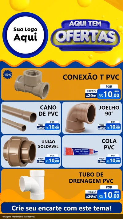 Modelo de TV para TV Vertical com o tema Aqui Tem Ofertas para Tubos e conexões