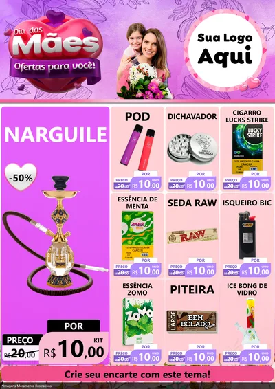 Modelo de Encarte para Encarte A4 Vertical com o tema Dia das Mães Ofertas para Você! para Tabacaria