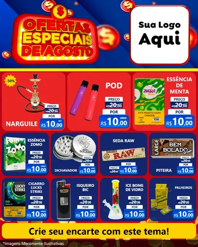 Modelo de Rede Social para Feed Instagram com o tema Ofertas Especiais de Agosto para Tabacaria
