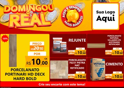 Modelo de Encarte para Encarte A4 Horizontal com o tema Domingou do Real para Pisos e revestimentos