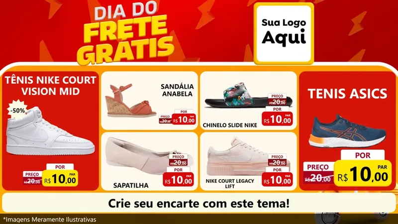 Modelo de TV para TV Horizontal com o tema Dia do Frete Grátis para Calçados