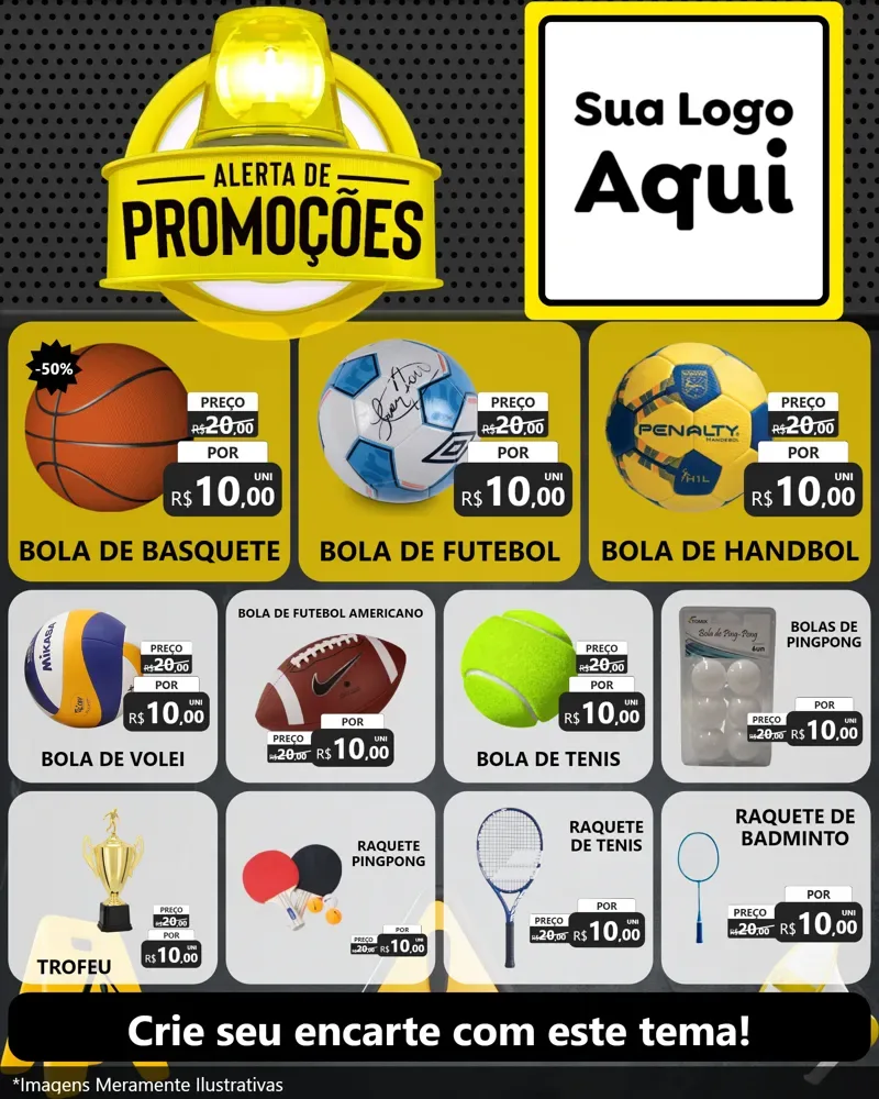 Modelo de Rede Social para Feed Instagram com o tema Alerta de Promoções para Artigos Esportivos