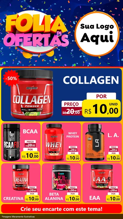 Modelo de Rede Social para Stories com o tema Folia de Ofertas para Suplementos alimentares