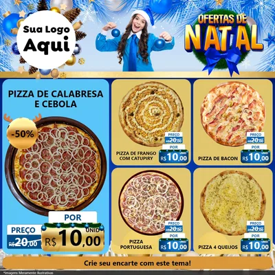 Modelo de Rede Social para Feed Facebook com o tema Ofertas de Natal para Pizzaria