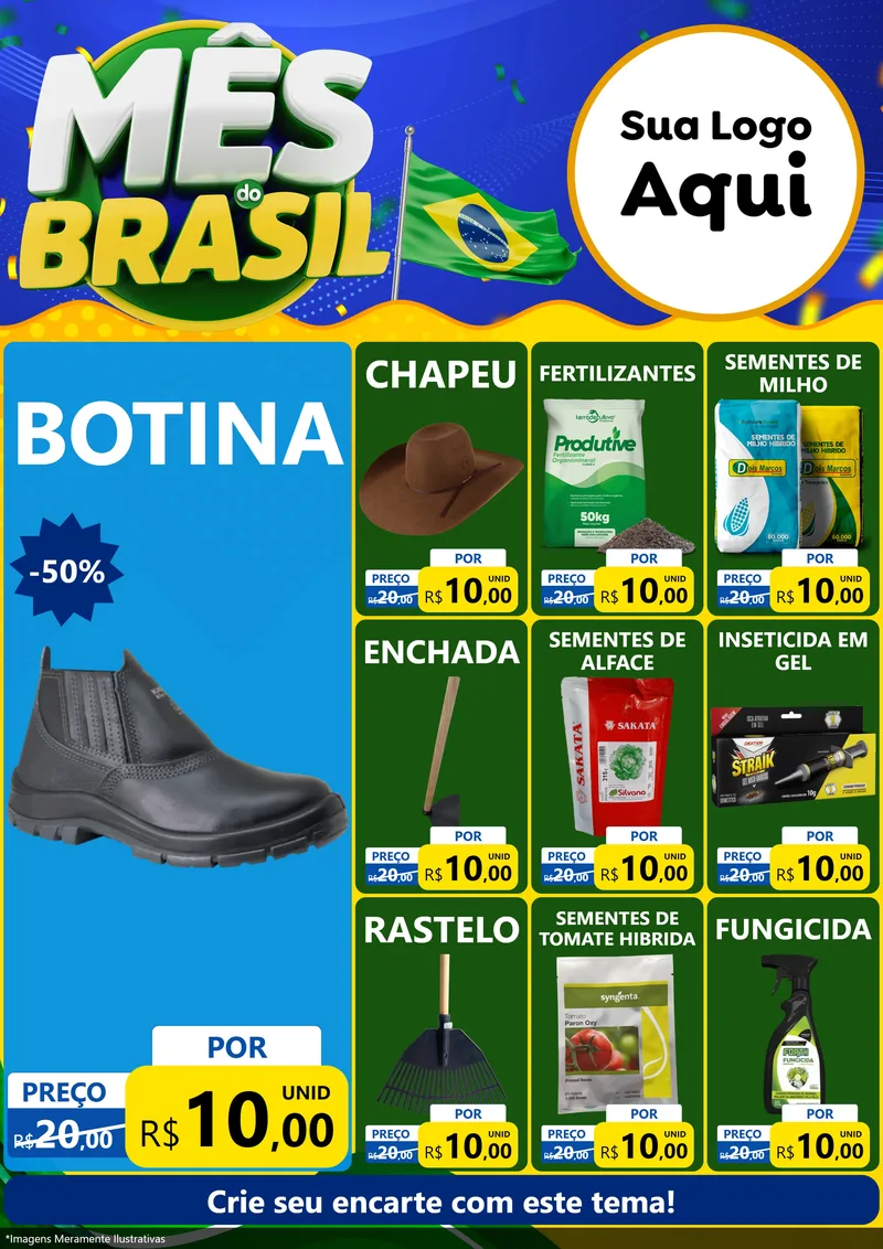 Modelo de Encarte para Encarte A4 Vertical com o tema Mês do Brasil para Agropecuária