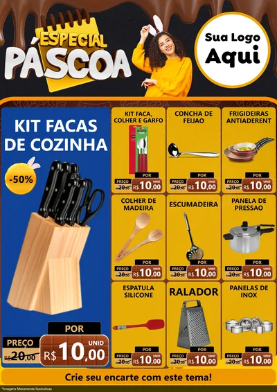 Modelo de Encarte para Encarte A4 Vertical com o tema Especial Páscoa para Utilidades Domésticas