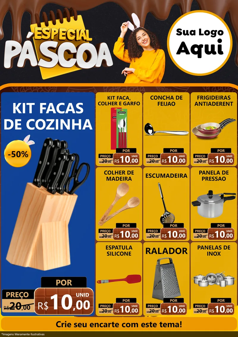 Modelo de Encarte para Encarte A4 Vertical com o tema Especial Páscoa para Utilidades Domésticas