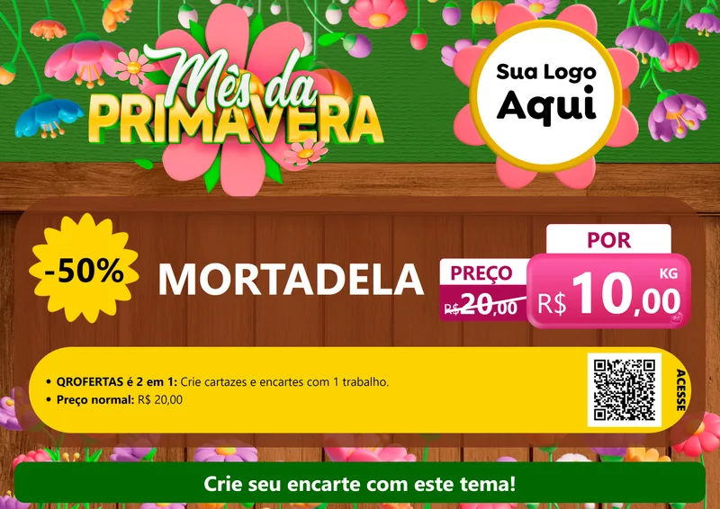 Modelo de Cartaz para Cartaz A4 Horizontal com o tema Mês da Primavera para Frios e Laticínios