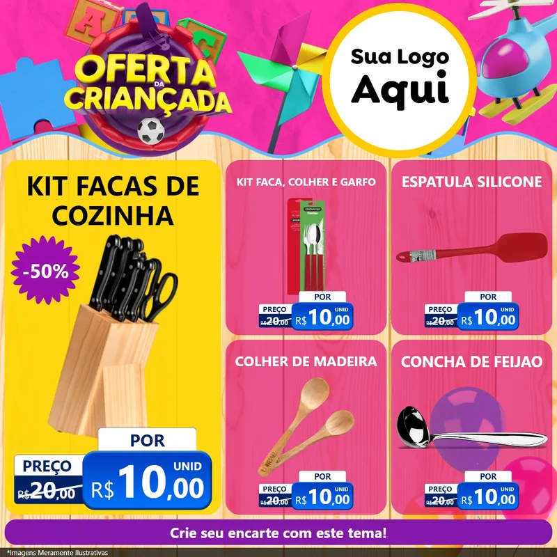 Modelo de Rede Social para Feed Facebook com o tema Oferta da Criançada para Utilidades Domésticas