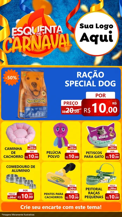 Modelo de Rede Social para Stories com o tema Esquenta de Carnaval para Pet Shop