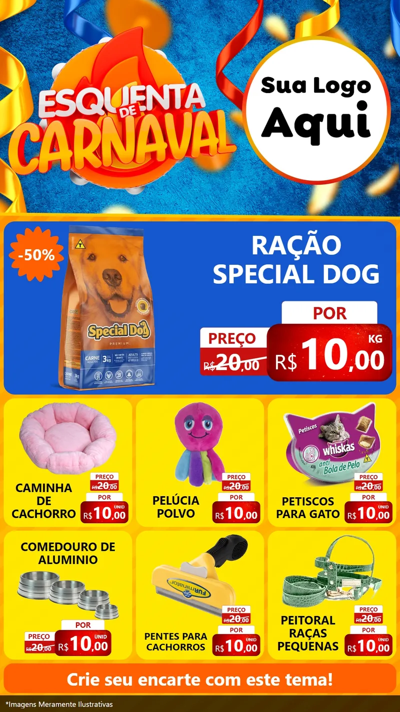 Modelo de Rede Social para Stories com o tema Esquenta de Carnaval para Pet Shop