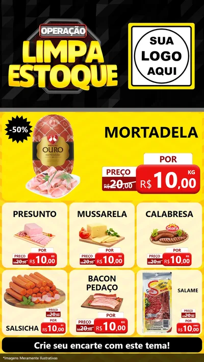 Modelo de Rede Social para Stories com o tema Operação Limpa Estoque para Frios e Laticínios