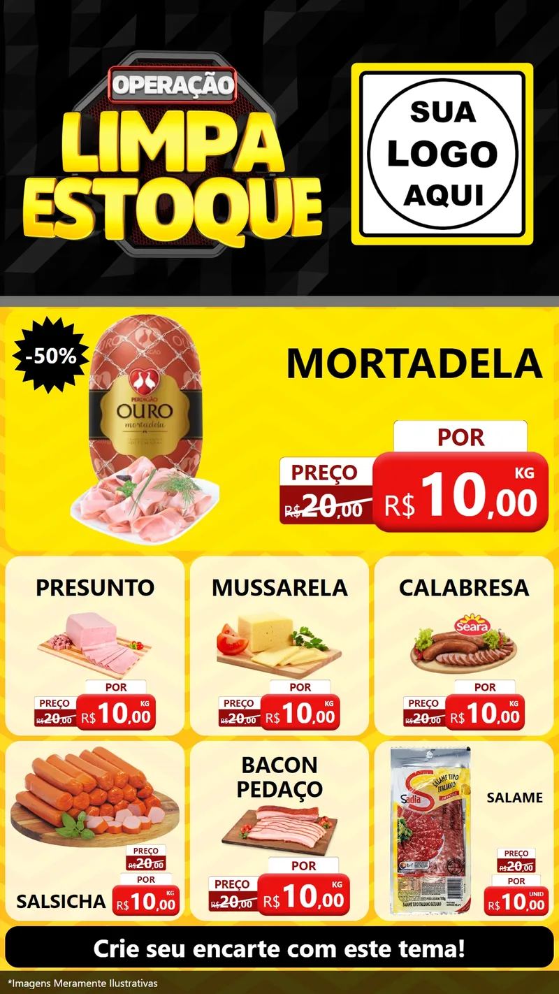 Modelo de Rede Social para Stories com o tema Operação Limpa Estoque para Frios e Laticínios