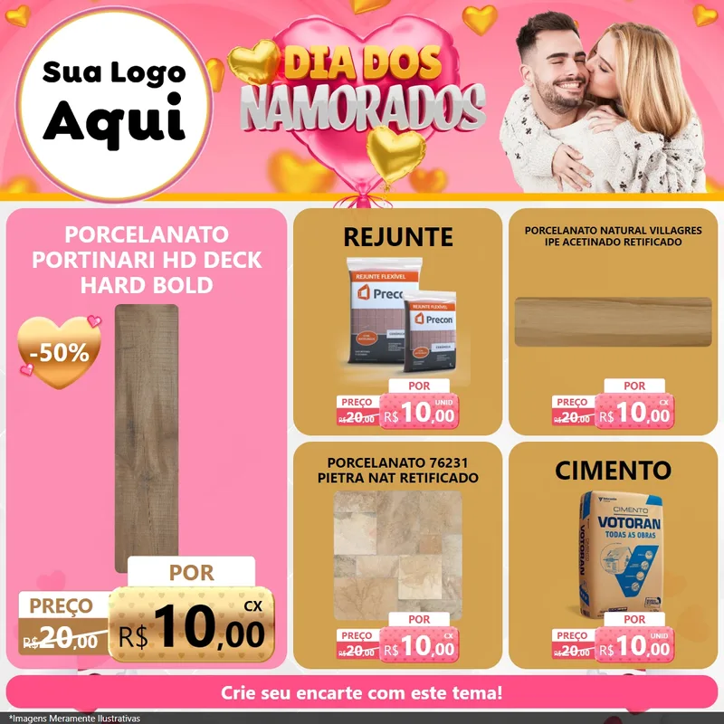 Modelo de Rede Social para Feed Facebook com o tema Dia dos Namorados para Pisos e revestimentos