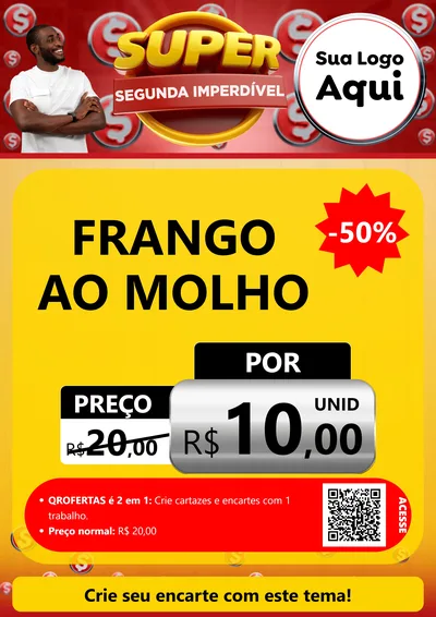 Modelo de Cartaz para Cartaz A4 Vertical com o tema Super Segunda Imperdível para Restaurante