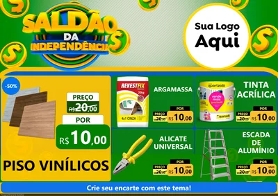 Modelo de Encarte para Encarte A4 Horizontal com o tema Saldão da Indepêndencia para Material para Construção