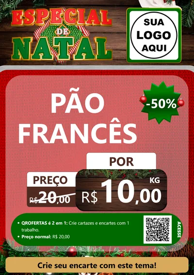 Modelo de Cartaz para Cartaz A4 Vertical com o tema Especial de Natal para Padaria
