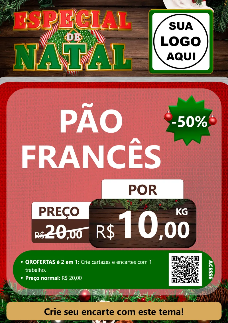 Modelo de Cartaz para Cartaz A4 Vertical com o tema Especial de Natal para Padaria