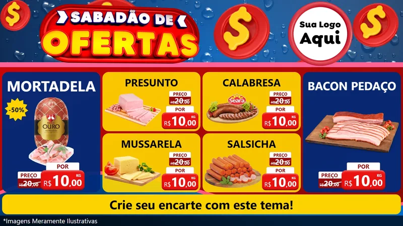 Modelo de TV para TV Horizontal com o tema Sabadão de Ofertas para Frios e Laticínios