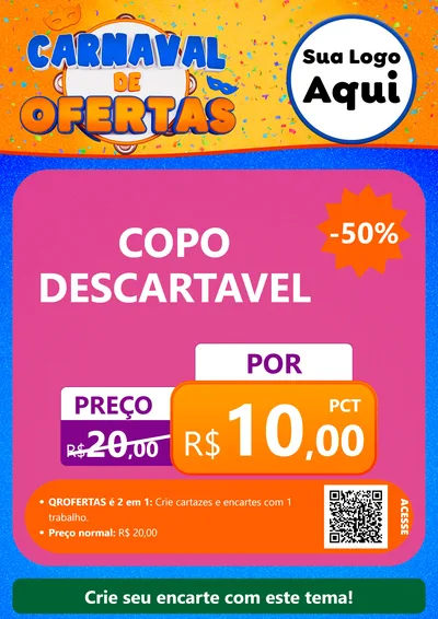 Modelo de Cartaz para Cartaz A4 Vertical com o tema Carnaval de Ofertas para Embalagens