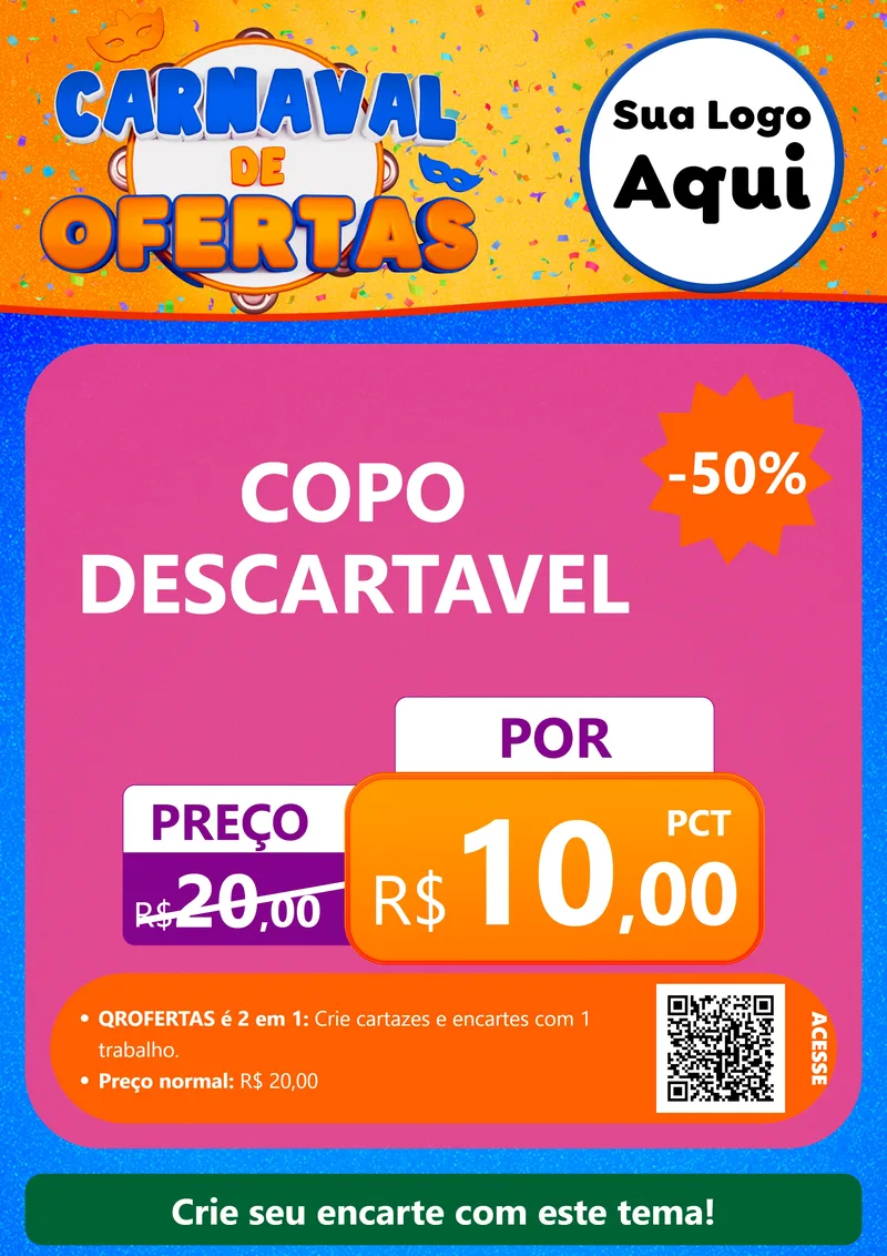 Modelo de Cartaz para Cartaz A4 Vertical com o tema Carnaval de Ofertas para Embalagens