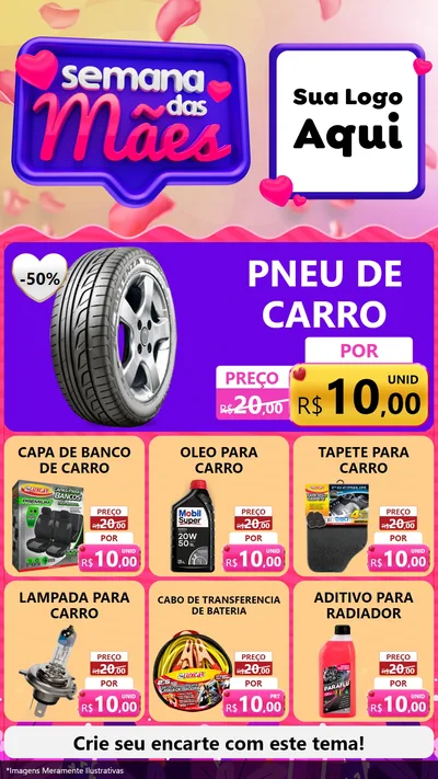Modelo de Rede Social para Stories com o tema Semana das Mães para Auto peças