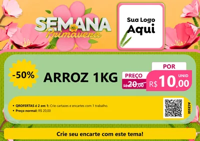 Modelo de Cartaz para Cartaz A4 Horizontal com o tema Semana da Primavera para Supermercado