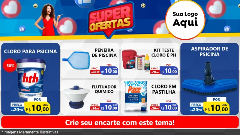 Modelo de TV para TV Horizontal com o tema Super Ofertas para Produtos para Piscina