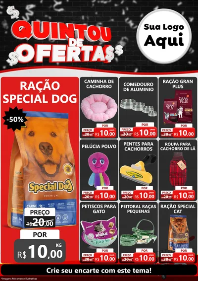 Modelo de Encarte para Encarte A4 Vertical com o tema Quintou de Ofertas para Pet Shop