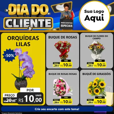 Modelo de Rede Social para Feed Facebook com o tema Dia Do Cliente para Floricultura e jardim