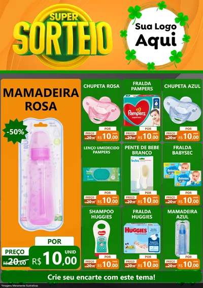 Modelo de Encarte para Encarte A4 Vertical com o tema Super Sorteio para Bebês