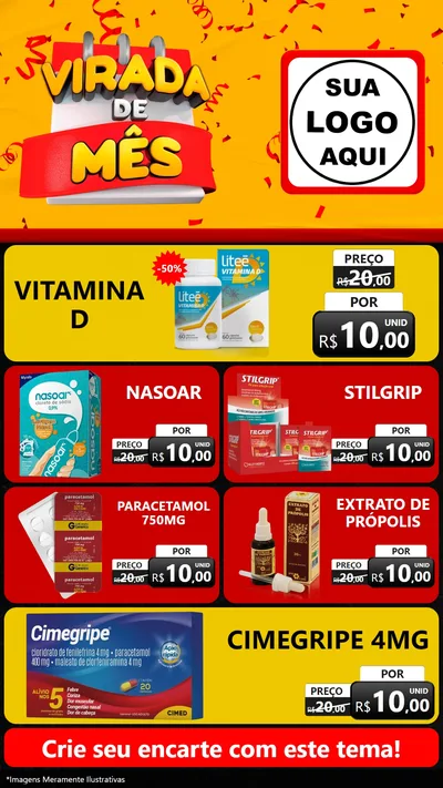 Modelo de TV para TV Vertical com o tema Virada de Mês para Farmácia