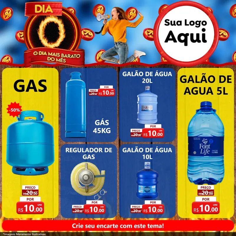 Modelo de Rede Social para Feed Facebook com o tema Dia O - O Dia Mais Barato Do Mês para Água e gás