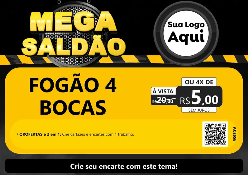 Modelo de Cartaz para Cartaz A4 Horizontal com o tema Mega Saldão para Móveis e Eletro