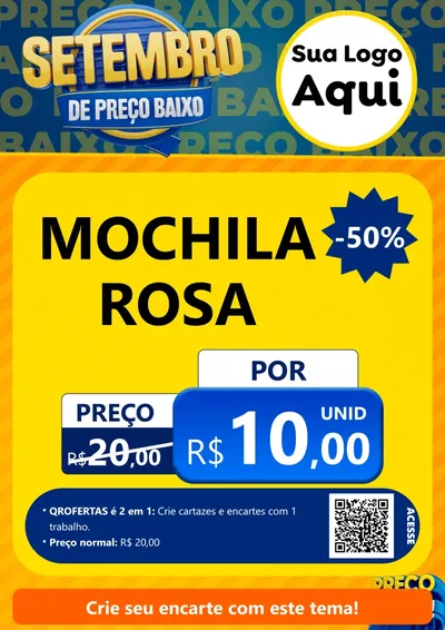 Modelo de Cartaz para Cartaz A4 Vertical com o tema Setembro De Preço Baixo para Papelaria