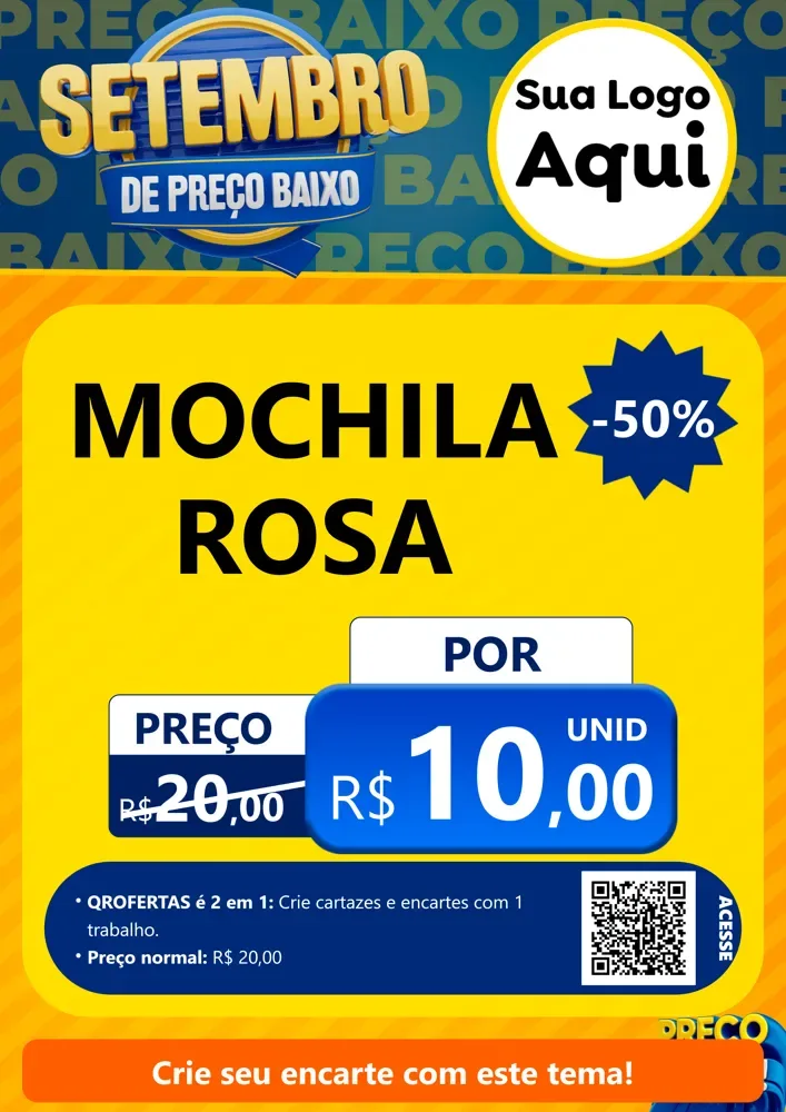 Modelo de Cartaz para Cartaz A4 Vertical com o tema Setembro De Preço Baixo para Papelaria