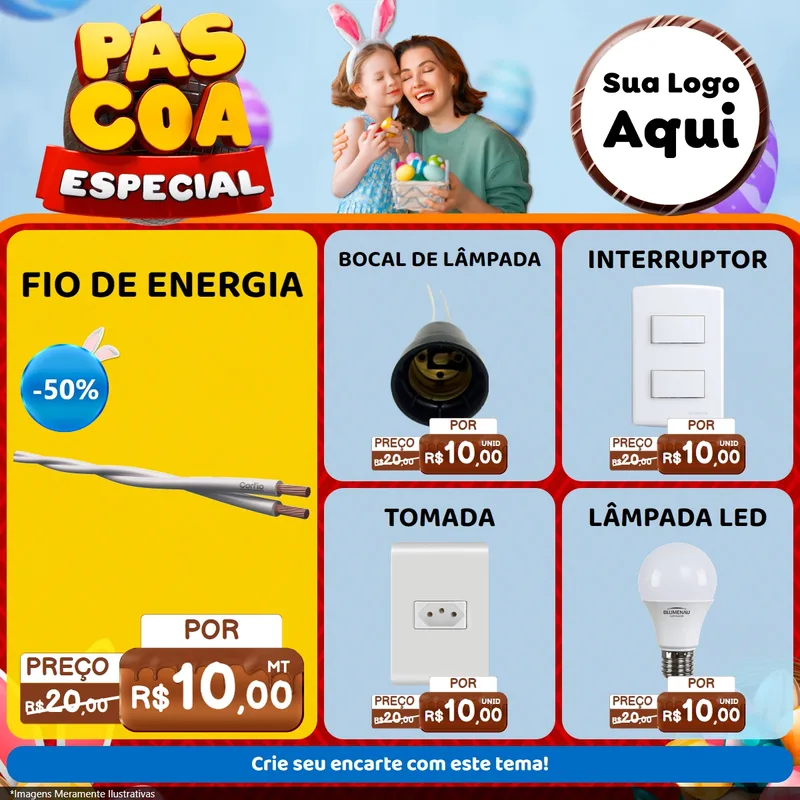Modelo de Rede Social para Feed Facebook com o tema Páscoa Especial para Materiais Elétricos
